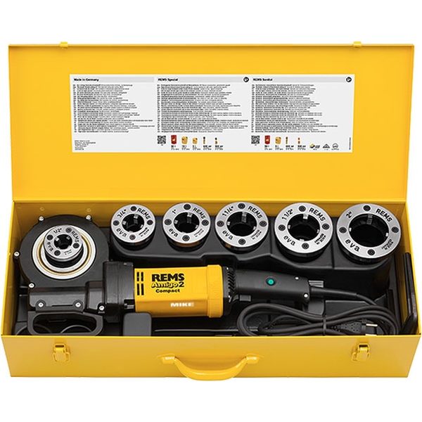 Máy tiện ren ống REMS Amigo 2, cầm tay 1/2 - 2", chạy điện.