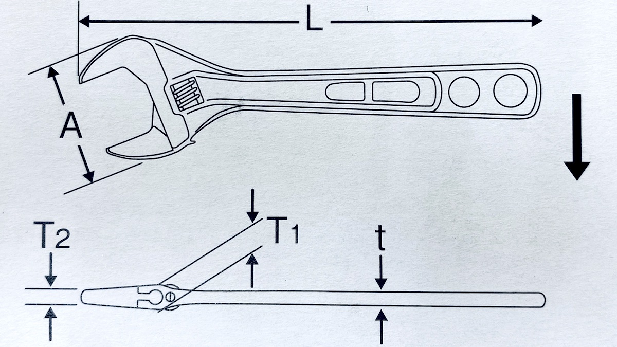 Bản vẽ kích thước mỏ lết ngàm rộng EMS Series