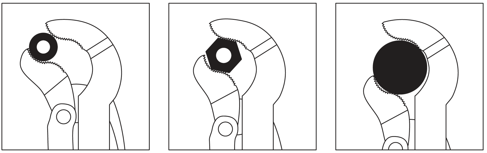 Mỏ lết ngàm chữ S kẹp phôi 3 vị trí