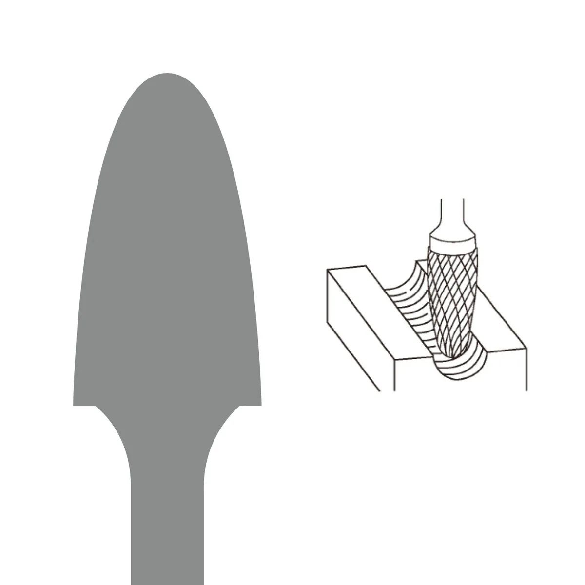 Rotary burr, burr shape F. Euroboor RB.F0303 - 5/16, 15/64, 7/64, 3, 6, 8 thumbnail 3