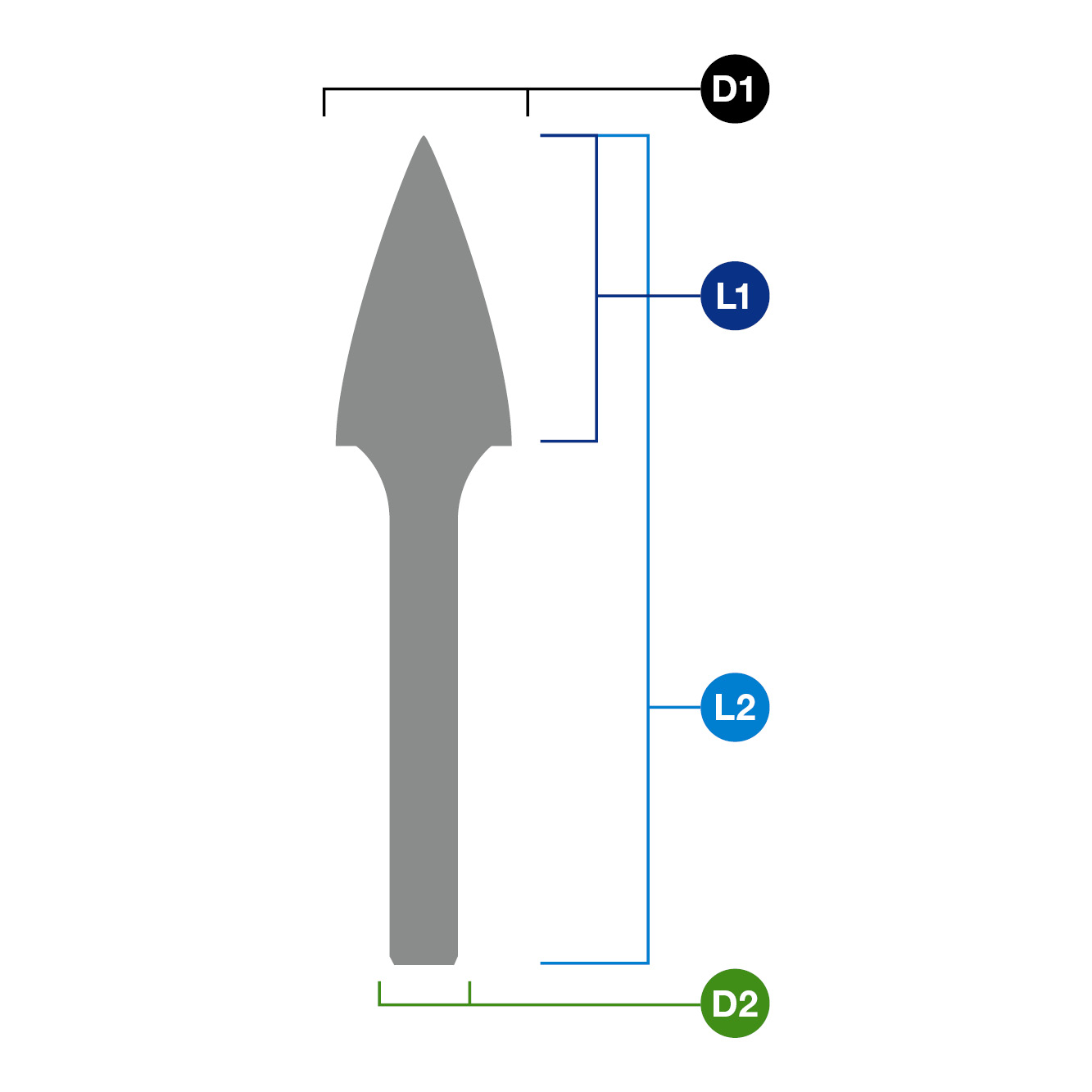 Rotary burr, burr shape G. Euroboor RB.G0303 - 15/64, 7/64, 3, 6 thumbnail 2