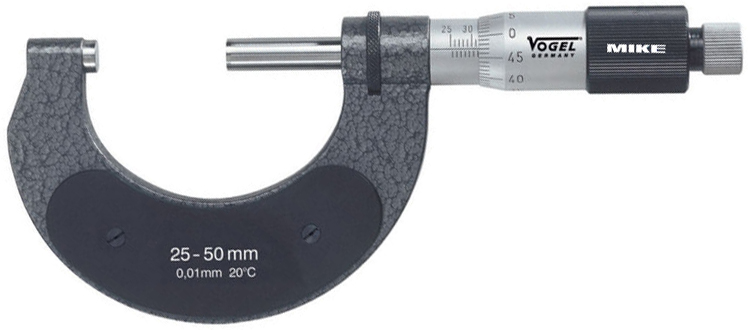 hammer blow grey lacquered frame, with insulation plates Panme cơ đo ngoài VOGEL Germany 23058, thang đo 0-100mm