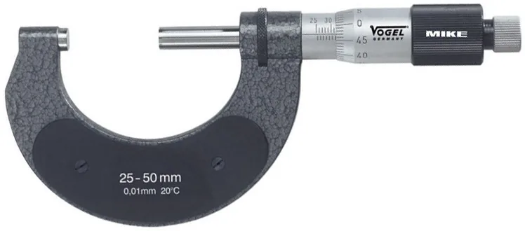 hammer blow grey lacquered frame, with insulation plates Panme cơ đo ngoài VOGEL Germany 23058, thang đo 0-100mm
