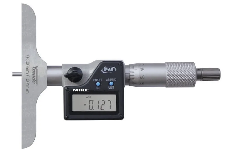 Thước panme điện tử Vogel Germany đo độ sâu Absolute ABS/INC, hiển thị LCD, xuất dữ liệu RS232, pin LR44