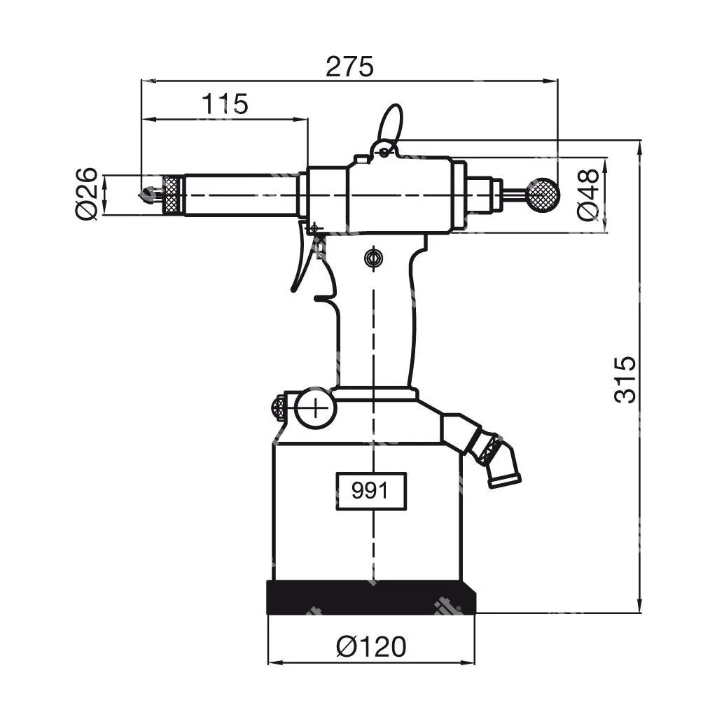 Máy đột lỗ lục giác khí nén RIVIT RIV991, đai ốc tán M5 đến M12 thumbnail 2
