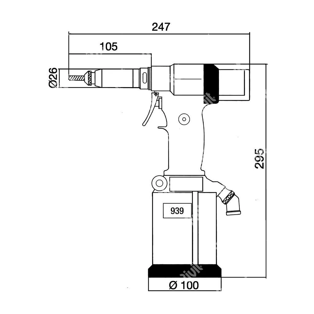 Máy rút đai ốc tán khí nén RIVIT RIV939, M3 đến M12, chỉnh lực thumbnail 2