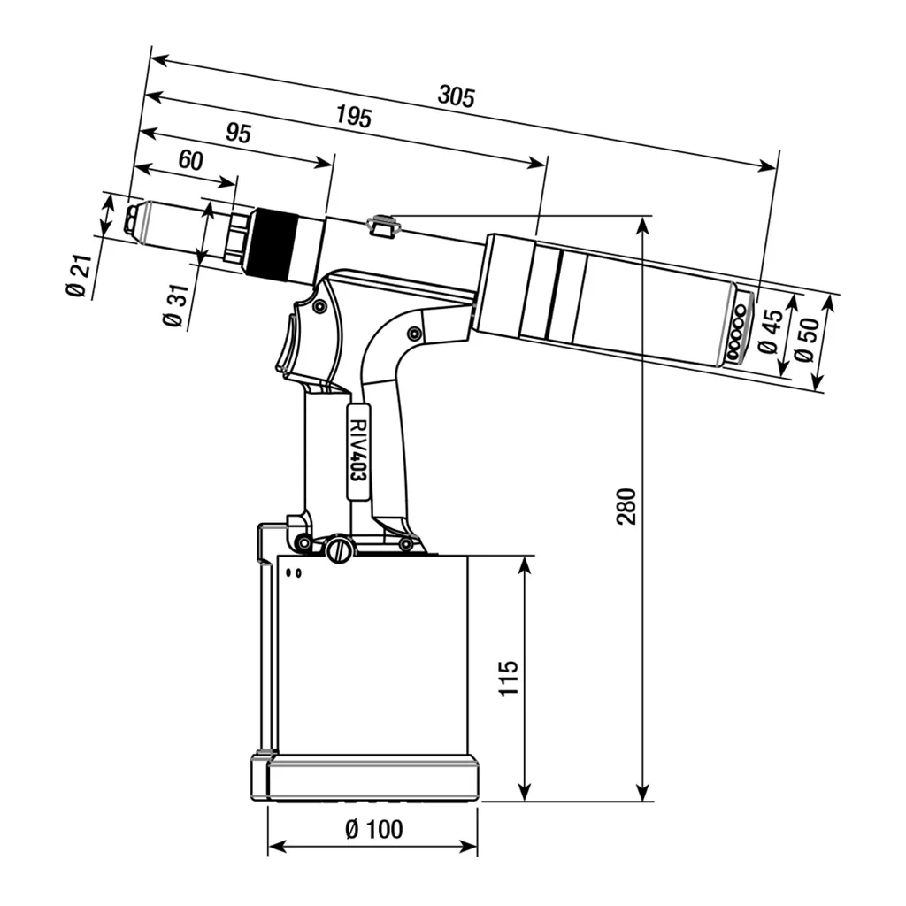 气动铆钉枪 RIVIT RIV403 液压气动拉铆枪，Ø4.0至Ø6.4mm thumbnail 2