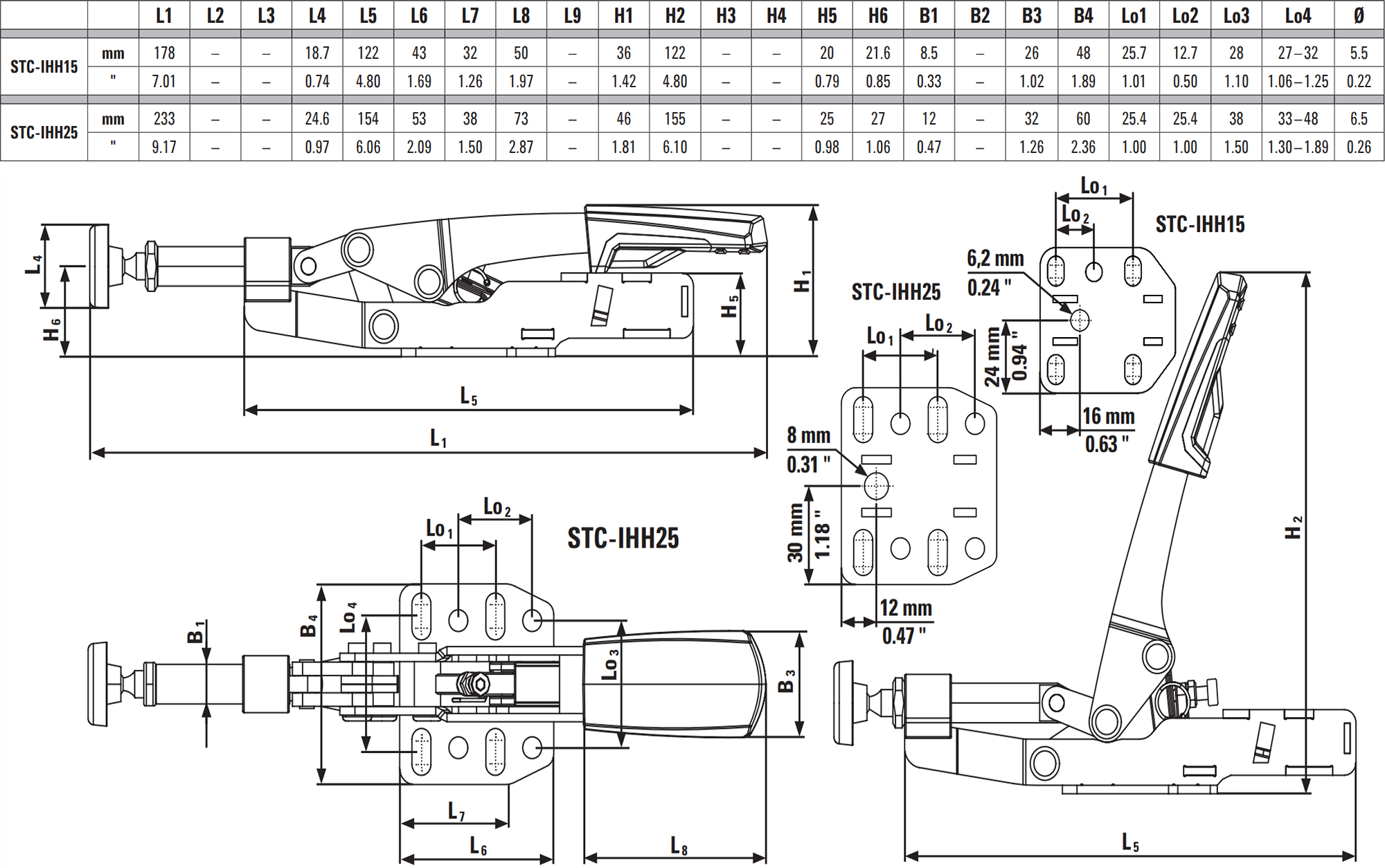 Sập đẩy ngang BESSEY STC-IHH - Bản vẽ thông số kỹ thuật