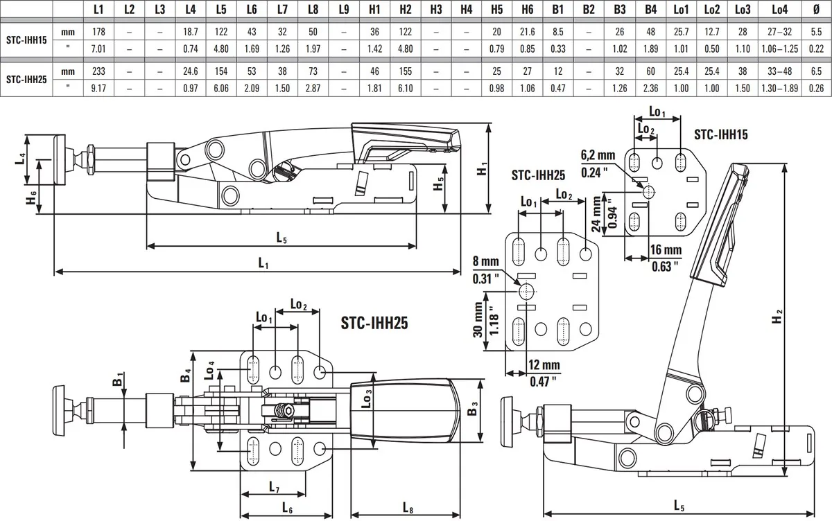 Sập đẩy ngang BESSEY STC-IHH - Bản vẽ thông số kỹ thuật
