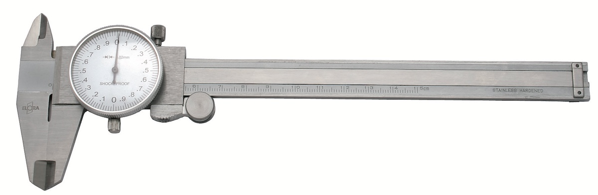 Thước cặp đồng đồ ELORA 1515 công cụ đo kích thước bên trong, bên ngoài và độ sâu của các vật phẩm, độ chính xác cao, DIN 862.
