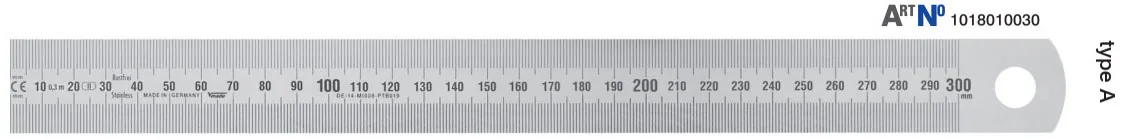 Thước inox bản rộng 30mm dày 1mm Type A - Vogel Germany 101801