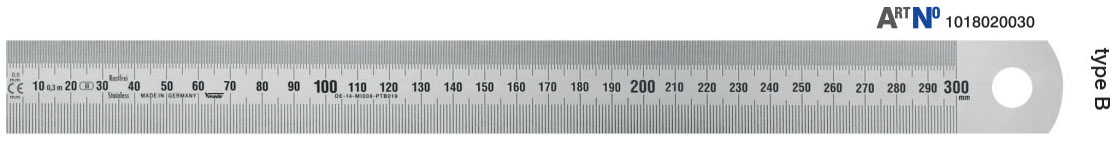 Thước inox bản rộng 30mm dày 1mm Type B - Vogel Germany 101802