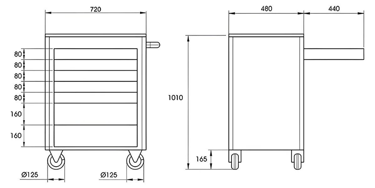 Tủ đựng đồ nghề 7 ngăn ELORA BUDDY 1210-L7, rỗng