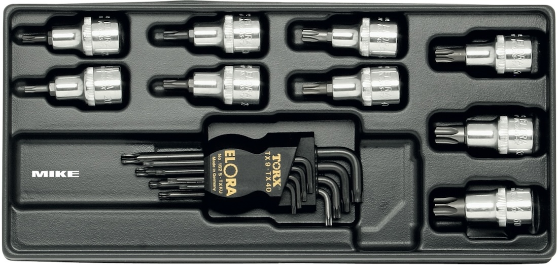 Bộ đầu chụp lục giác sao TX của ELORA MS-14, made in Germany. Đầu vuông 1/2 inch.