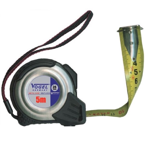 Thước cuộn 5m vỏ inox 141405, sợi thép, đầu thước có nam châm