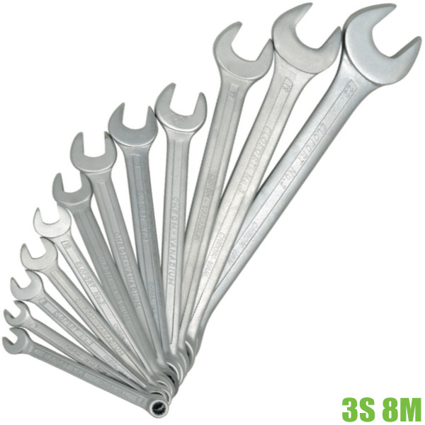Bộ cờ lê vòng miệng 3S 8M, 8 cây từ 8 đến 19mm chuẩn DIN 3113A