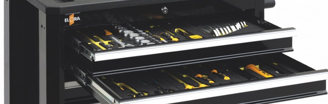Tủ dụng cụ BUDDY khi có đồ nghề bên trong. ELORA Germany.