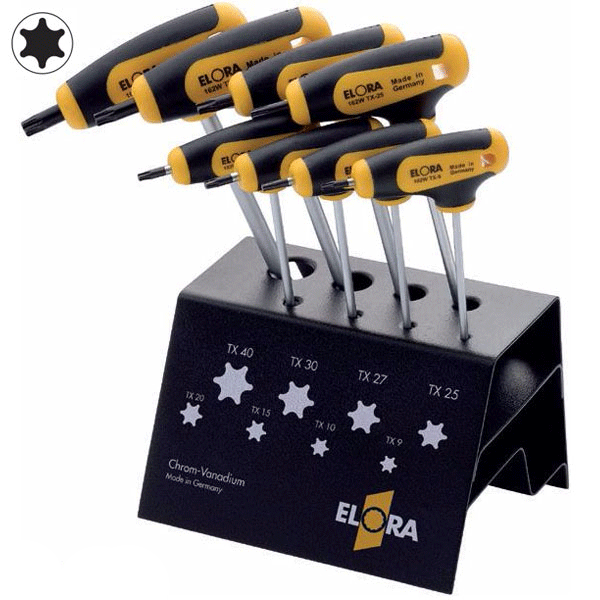 Bộ lục giác chữ T đầu sao ELORA 162-SWTX, bao gồm 8 cây