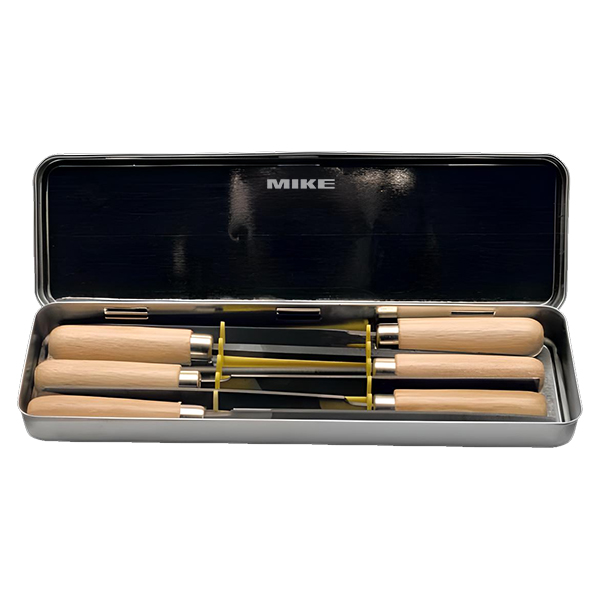 Bộ giũa kim ELORA 254S-HB, 6 món cán gỗ dài 100mm, hộp sắt