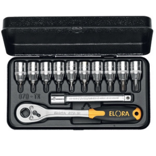 Bộ tuýp đầu sao ELORA 870TXU, gồm 12 chi tiết, vuông 3/8 inch