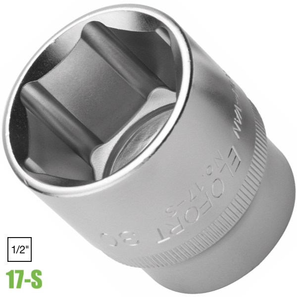 Đầu khẩu ngắn ELOFORT 17-S, đầu vuông 1/2 inch, loại 6 cạnh