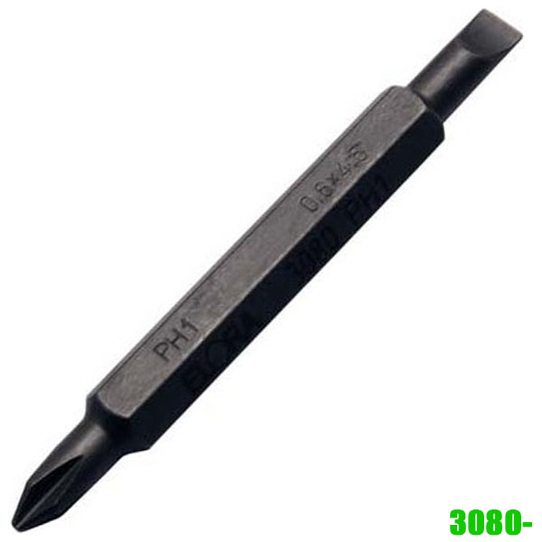 Mũi vít 2 đầu bake và dẹp ELORA 3080, chuôi lục lăng 1/4 inch