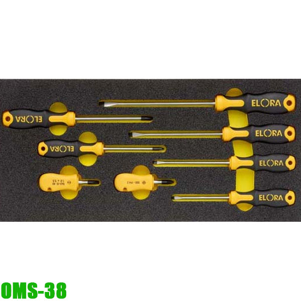 Bộ tua vít 8 món dẹp và hoa thị OMS-38, cho tủ đồ nghề ELORA