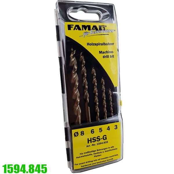 Bộ mũi khoan gỗ HSS-G FAMAG 1594.8, đựng trong hộp nhựa thumbnail 2