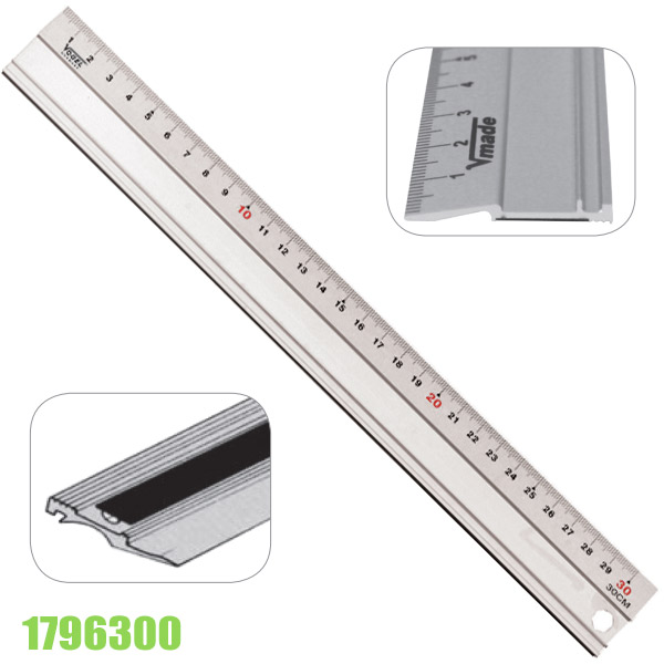 Thước nhôm thẳng vát mép 1796300, dùng cho trường học, DIY