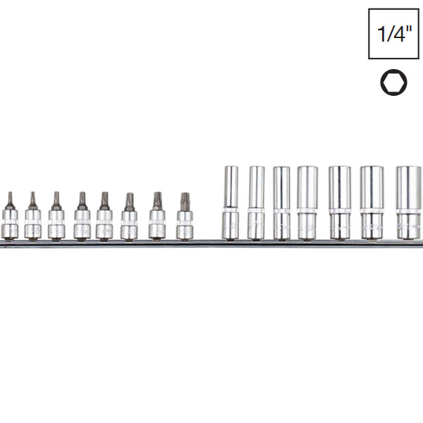 Bộ tuýp 13-TKLS 15, 15 chi tiết, đầu tuýp mũi vít sao TX 1/2 inch . ELOFORT