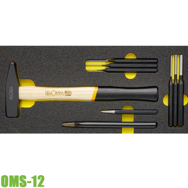 Bộ đục 9 chi tiết ELORA OMS-12, kèm búa cho tủ đồ nghề