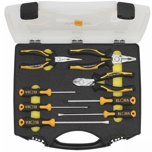 Bộ kìm và tua vít đa năng 8 chi tiết ELORA 504-S8, trong hộp nhựa