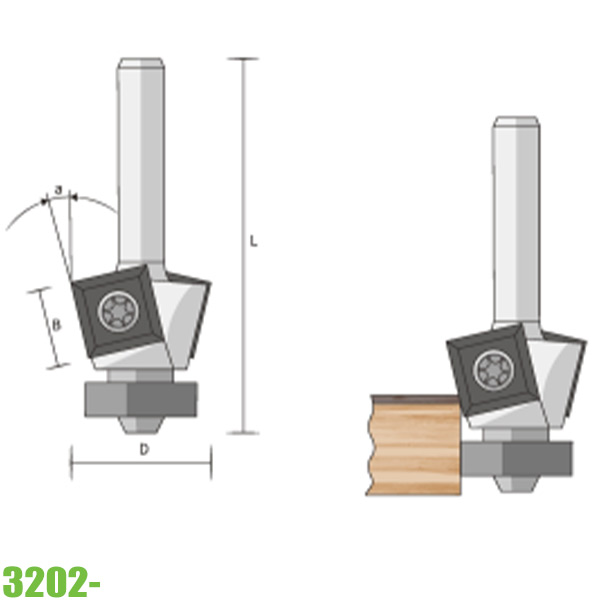 Mũi phay vát mép FAMAG 3202, 15° và 45°, 2 lưỡi carbide
