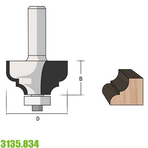 Mũi phay router trang trí hai hình bán nguyệt FAMAG 3135.834