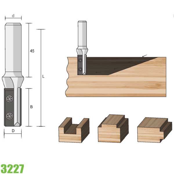 Lưỡi phay tạo rãnh 2 lưỡi carbide FAMAG 3227, có thể thay thế