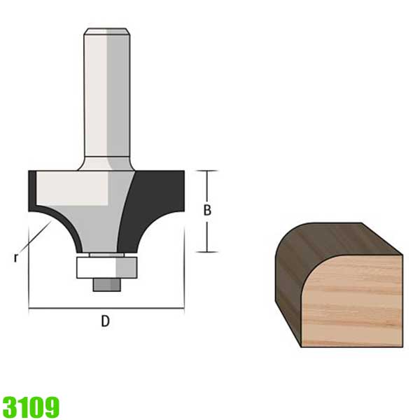 Mũi phay vát mép góc tròn hai lưỡi carbide FAMAG 3109