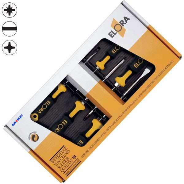 Bộ tô vít ELORA 581 S5-K, gồm 5 món, đựng trong hộp carton