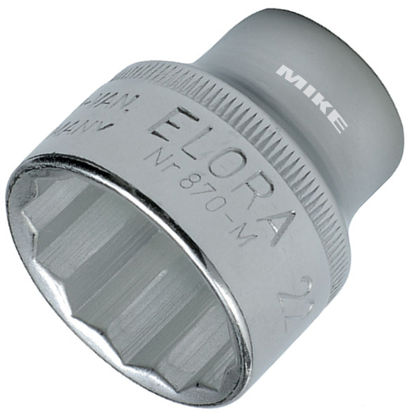 Đầu tuýp hệ mét 12 cạnh ELORA 870M, vuông 3/8 inch, DIN 3124