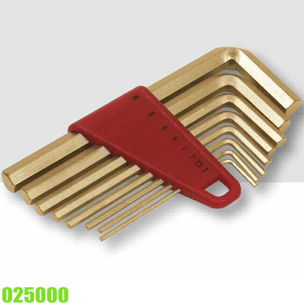 Bộ lục giác chữ L đầu bằng ELORA 025000, hệ mét loại dài, chống cháy nổ