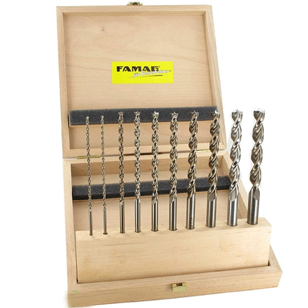 Bộ mũi khoan gỗ HSS-G FAMAG 1594.5, đựng trong hộp gỗ