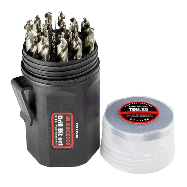 Bộ mũi khoan sắt 25 chi tiết TDH.25, bằng thép gió mài toàn phần. Euroboor