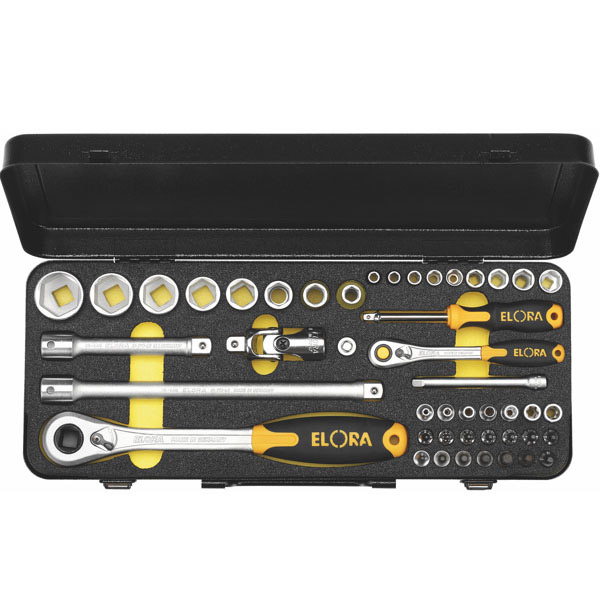 Bộ khẩu 46 chi tiết ELORA 714-6MU OMS, vuông 1/4 và 1/2″