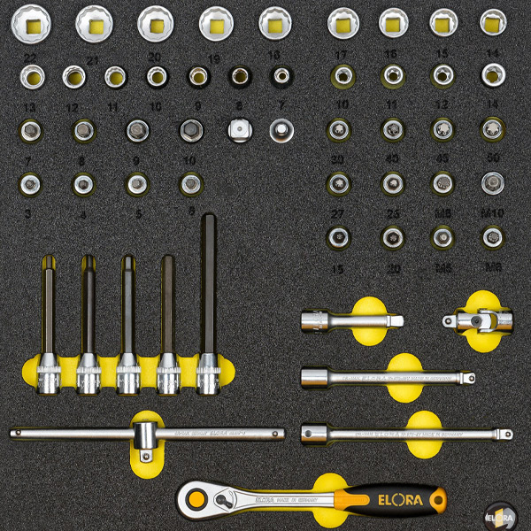 Module các loại đầu tuýp ELORA OMS-49, lục giác sao, cho tủ đồ nghề