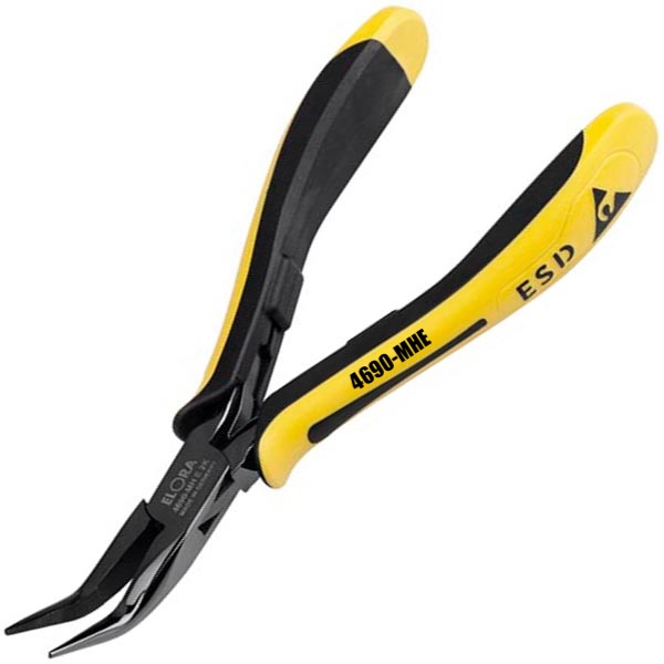 Kềm mũi nhọn ELORA 4690-MHE, đầu cong 45 độ, chống tĩnh điện