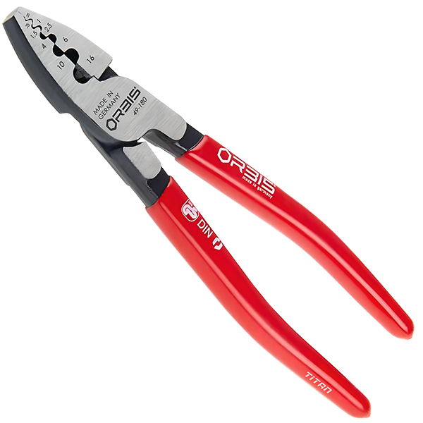 Kìm bấm cos 7", cạnh đen mặt bóng, cán PVC đỏ