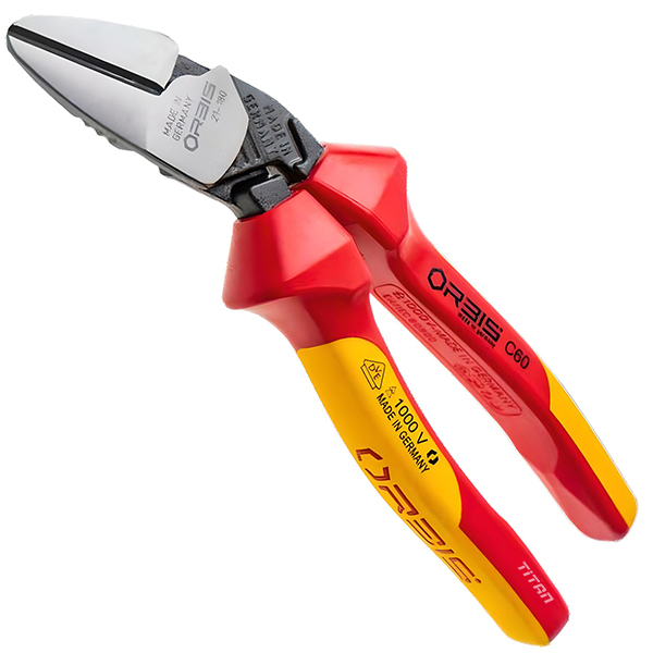 Kìm cắt cạnh mỏ cong 7", bóng gương, cán VDE