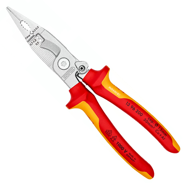 Kìm thợ điện 6 chức năng 200mm, cán đa màu, mạ chrome