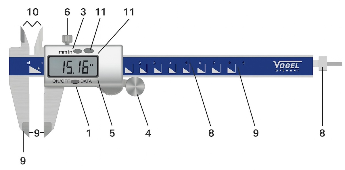 Chức năng của thước kẹp điện tử Vogel Germany 202043-3