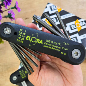 Bộ lục giác sao ELORA 162S-KKTX có thiết kế kiểu xếp gọn trong khung nhựa cứng.