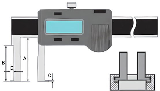 Thước cặp điện tử 201084, đo rãnh trong, cấp bảo vệ IP54
